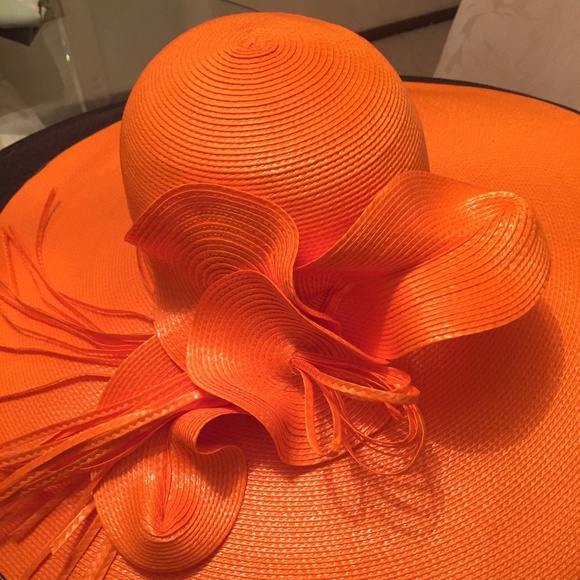 Orange & Brown X-Large Wide Brim Derby/Church Hat - Picture 1 of 4